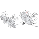 Crankcase Parts Diagram Exploded View for 04-22 Harley Sportster 21) 91-22 XL & XR1200. Cover, stator wires.