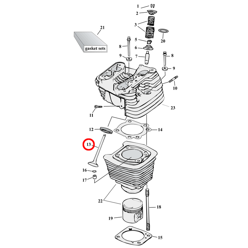 Cylinder Parts Diagram Exploded View for 86-22 Harley Sportster 13) See valves seats separately