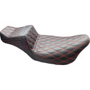 Le Pera Tailwhip 2-Up Daddy Long Legs Extended Seat for Harley 08-25 Touring (excl. 23-25 CVO; 24-25 Road Glide / Street Glide) / Double Diamond Black / Red  - Customhoj