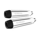 Miller Challenger Euro 3 Slip-On Mufflers for Kawasaki 06-16 VN900 Vulcan Classic / Light Tourer / Polished / Tapered Matte Black  - Customhoj