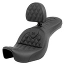 Saddlemen Roadsofa Lattice Stitch Seat for Harley 06-17 Dyna / Black / Without heating / With backrest  - Customhoj