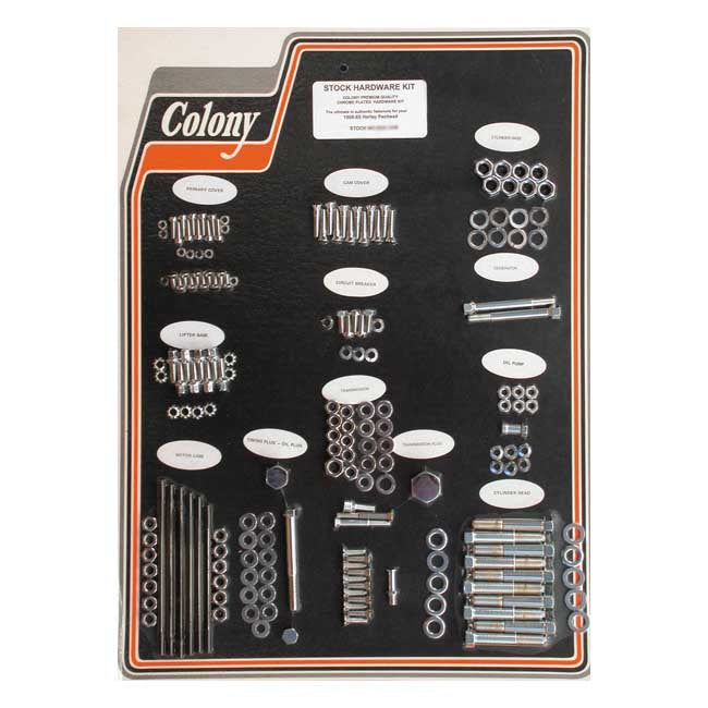COLONY Skruvkit Harley 58-65 PAN / Krom (OEM Stil) Colony Motor Screw Set HD 30-85 Customhoj