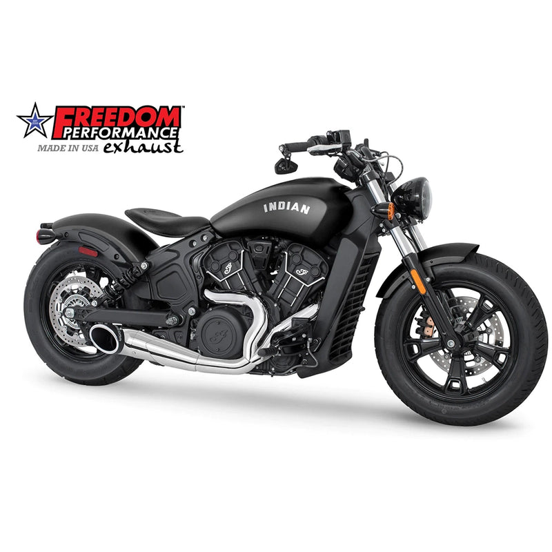 Freedom Performance Indian Slip-On Chrome / Turn Out / Sculpted Black Freedom Performance Shorty 2-1 Slip-Ons Black / Chrome Indian Scout 15-up Customhoj