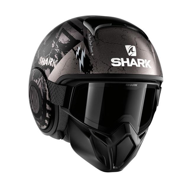 SHARK HELMETS Öppen hjälm Shark Street Drak Crower Hjälm Matt Svart/Silver Customhoj