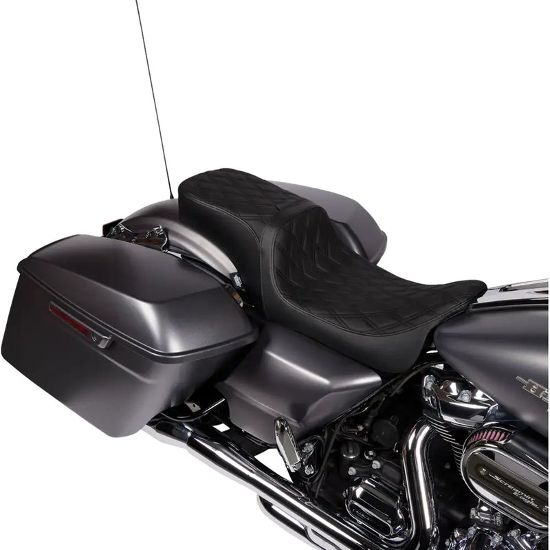 Drag Specialties Performance Predator 2-Up Ryggstödsförberedd Sadel till Harley