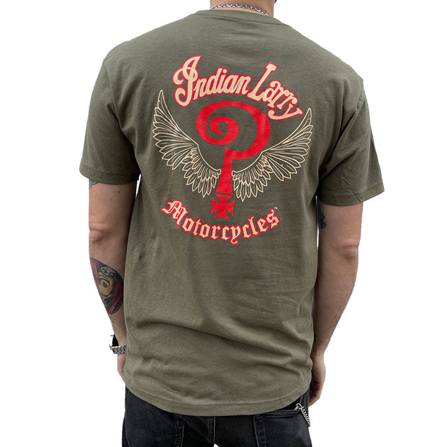 Indian Larry Military Green Logo T-Shirt