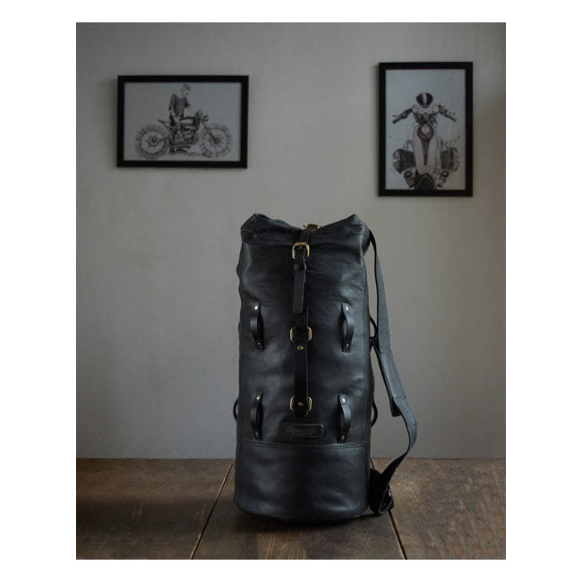 Trip Machine Vintage Leather Military Duffle Packväska MC