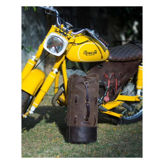 Trip Machine Vintage Leather Military Duffle Packväska MC