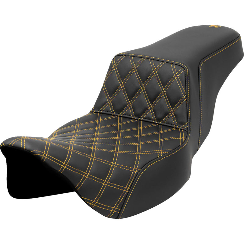 Saddlemen Step-Up Extended Reach Front Lattice Stitch Sadel till Harley