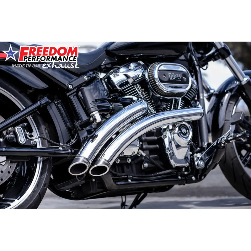 Freedom Performance Radical Radius Slash Cut Avgassystem till Harley