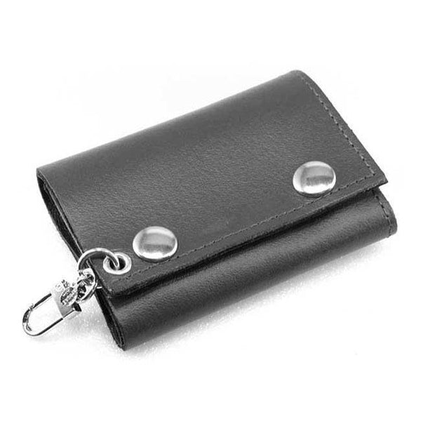 Amigaz Black Leather Full Grain Trifold Wallet