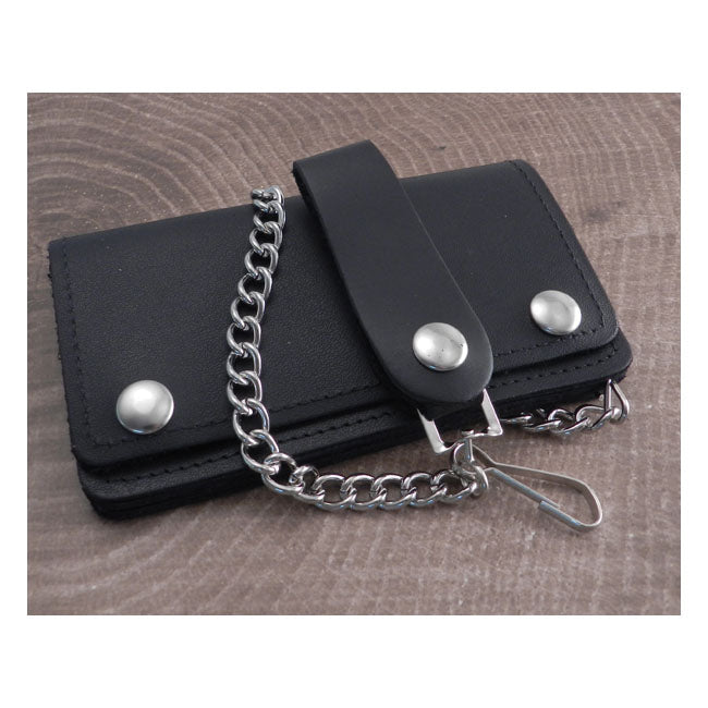 Amigaz Black Leather Zipper Biker Chain Wallet