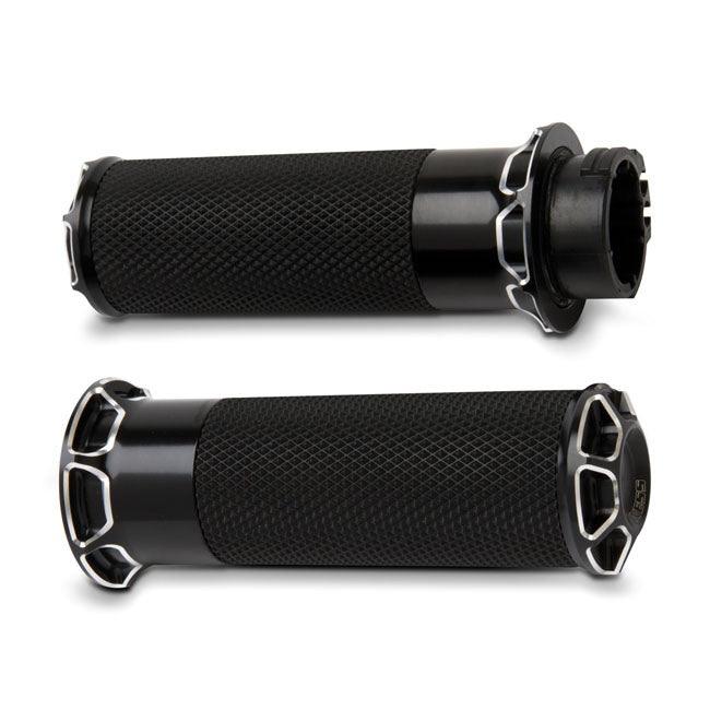 Arlen Ness Fusion Billet Beveled Grips HD Black