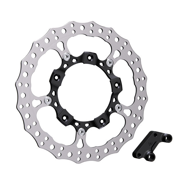 Arlen Ness Jagged Big Brake Kit Open Center Front for Harley 14-23 Touring with OEM-style open center mounted brake disc (14") / Front Left