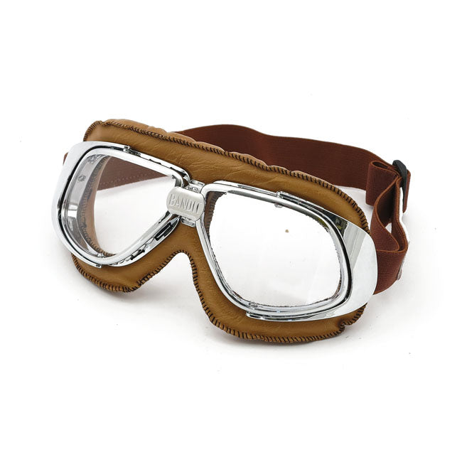 Bandit Goggles Clear / Brown Bandit Classic Motorcycle Goggles Customhoj
