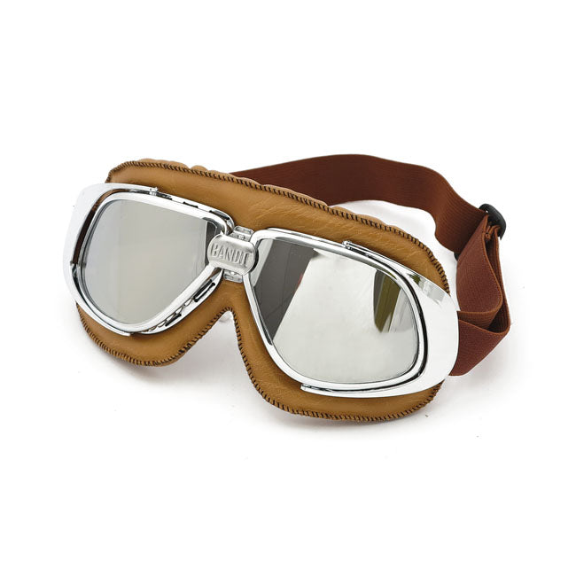 Bandit Goggles Silver / Brown Bandit Classic Motorcycle Goggles Customhoj