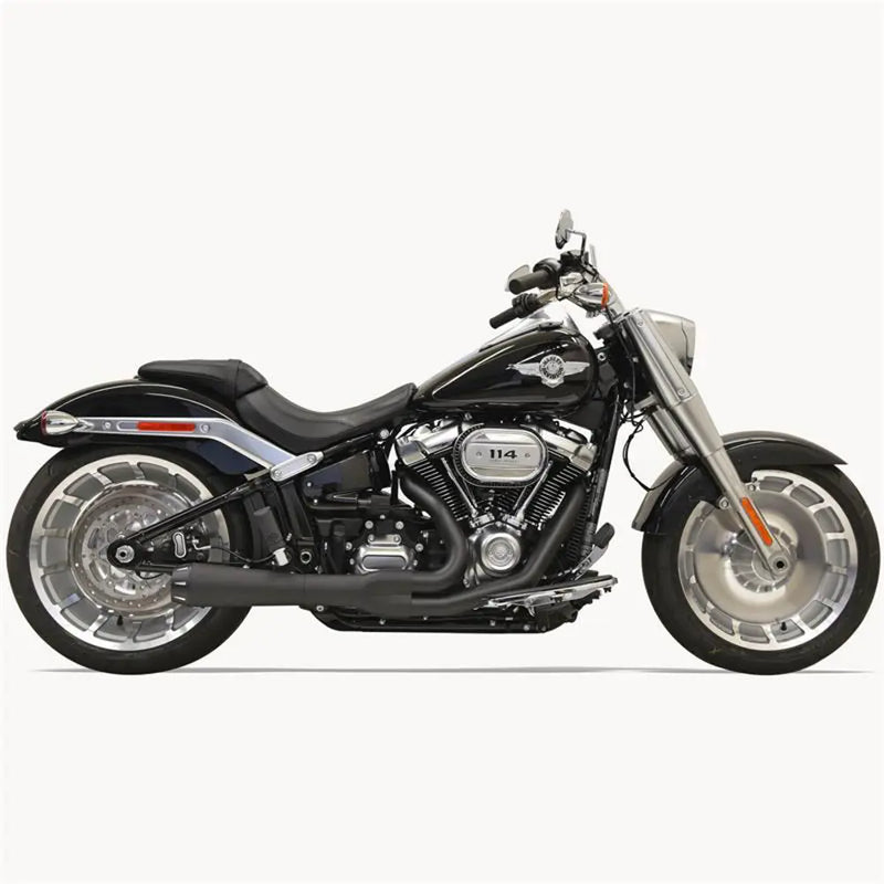 Bassani Road Rage Short Megaphone 2-into-1 Exhaust System for Harley 18-24 Softail Breakout / Fat Boy / FXDR/S / Black  - Customhoj
