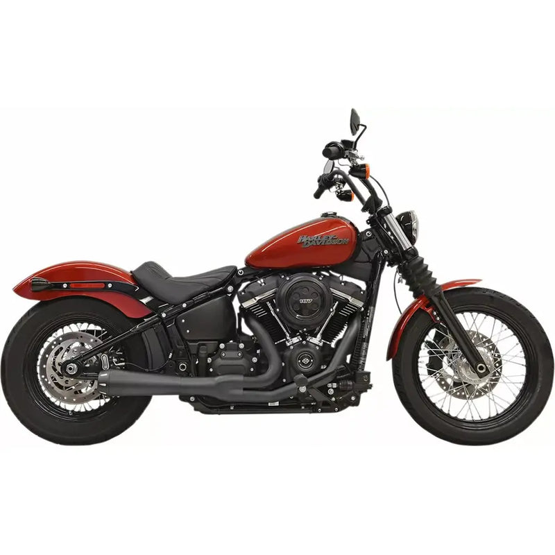 Bassani Road Rage Short Megaphone 2-into-1 Exhaust System for Harley 18-24 Softail Street Bob / Slim / Fat Bob / Low Rider / Standard (excl. FXLRST) / Black  - Customhoj