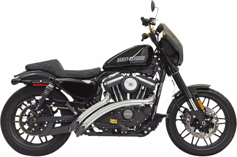 Bassani Sweeper Radial Exhaust System for Harley 14-22 XL Sportster 1200 C / CX / T / Chrome with chrome heat shields  - Customhoj