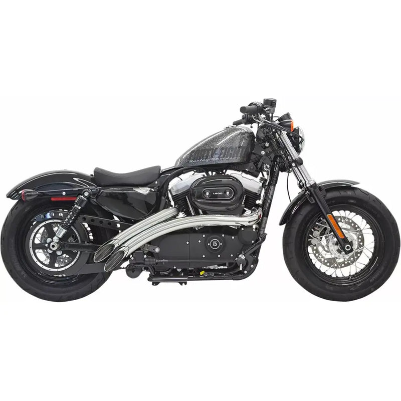 Bassani Sweeper Radial Exhaust System for Harley 14-22 XL Sportster (excl. 1200 C / CX / T) / Chrome with chrome heat shields  - Customhoj