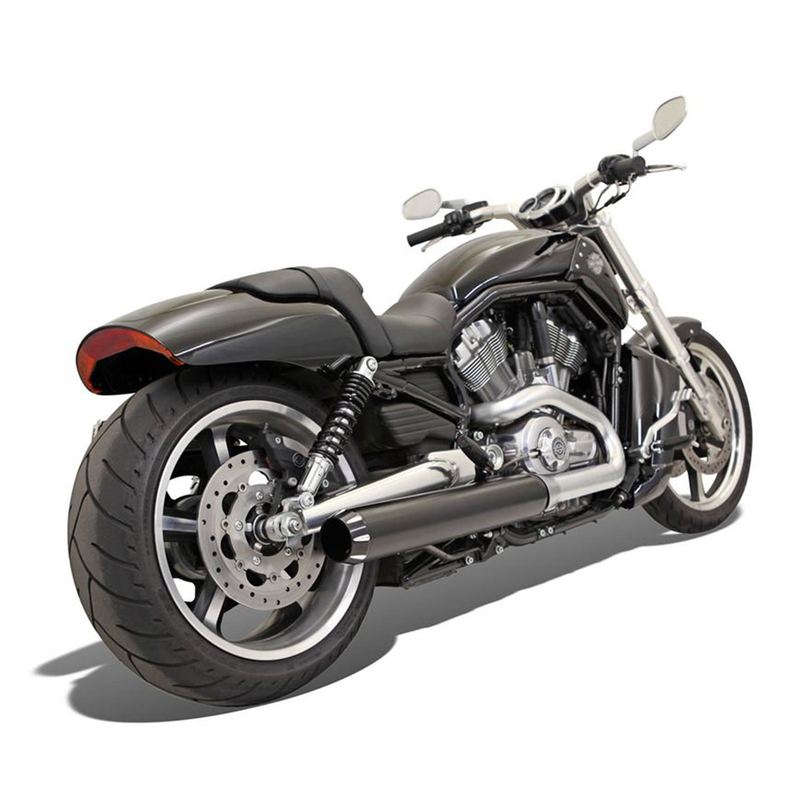 Bassani Xhaust 4" Black Slip-On Mufflers for Harley 09-17 VRSCF V-Rod Muscle