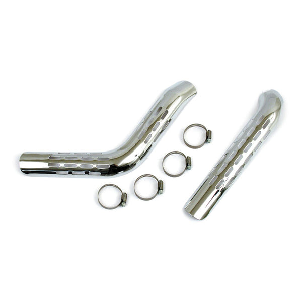Big Twin Perforated Chrome Exhaust Heat Shield Set for Harley 84-09 Softail  - Customhoj