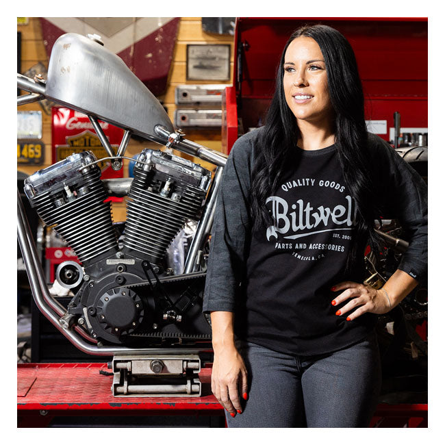 Biltwell Script Baseball Longsleeve Ladies  - Customhoj