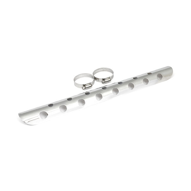 Bullet Hole Universal Motorcycle Exhaust Heat Shield Chrome / 1 3/4" (4.4cm) / 18" (45.7cm)  - Customhoj
