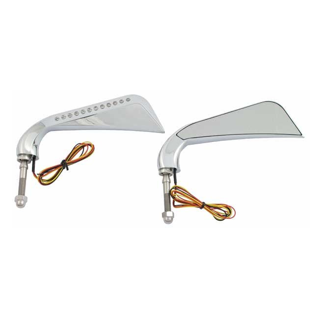 California Motorcycle Mirror Set with LED Turn Signals Chrome