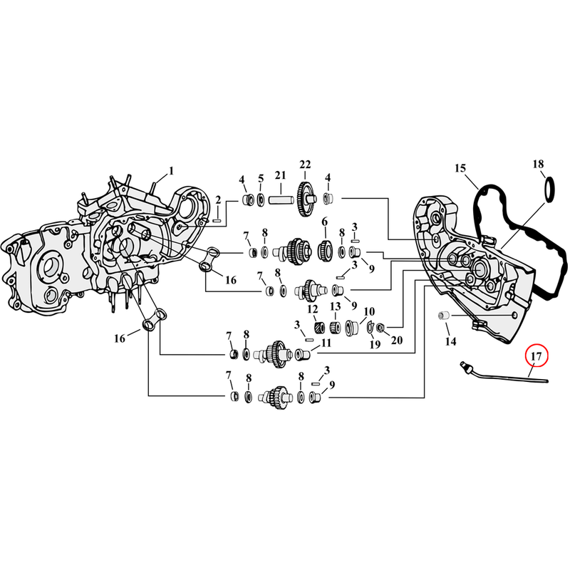 Cam Drive / Cover Parts Diagram Exploded View for 54-90 Harley Sportster 17) 54-78 XL. Breather tube, crankcase. Replaces OEM: 24912-52TB