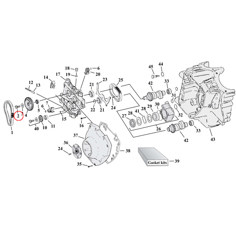 Cam Drive / Cover Parts Diagram Exploded View for Harley Twin Cam 2) 99-17 TCA/B. Bolt, cam drive sprocket. 5/16-18x3/4", Grade 8.