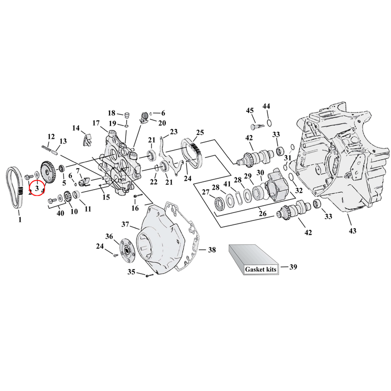 Cam Drive / Cover Parts Diagram Exploded View for Harley Twin Cam 3) 99-17 TCA/B. Washer. Replaces OEM: 6278