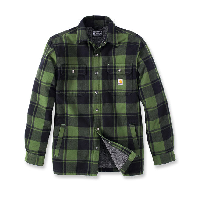 Carhartt Sherpa Lined Flannel Plaid Shirt Chive / S