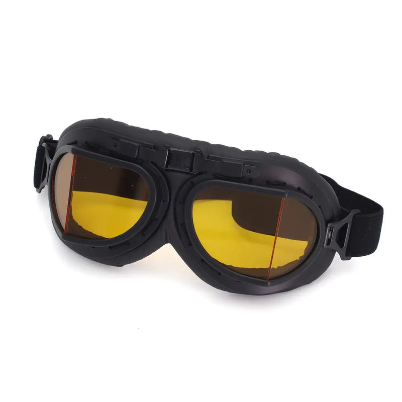 Cavalero Jet Classic Vintage Motorcycle Goggles Black / Yellow