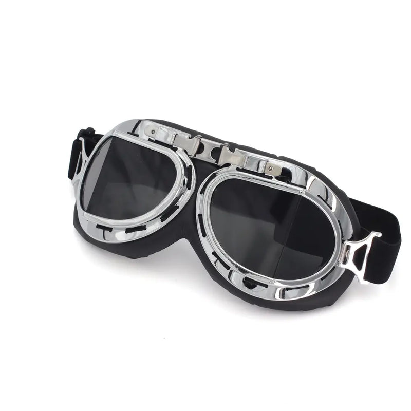 Cavalero Jet Classic Vintage Motorcycle Goggles Chrome / Tinted