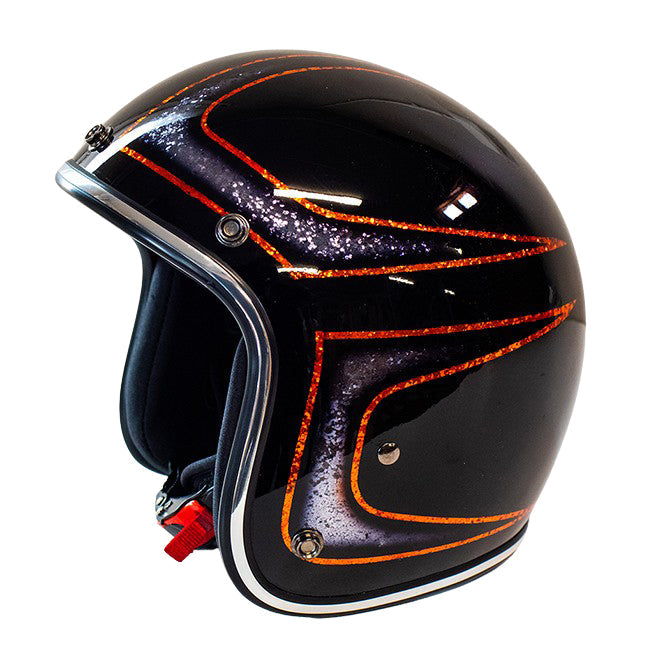 Cavalero Slimline Custom Flake Low Profile Open Jet Helmet Nightrider / S (53-54cm)