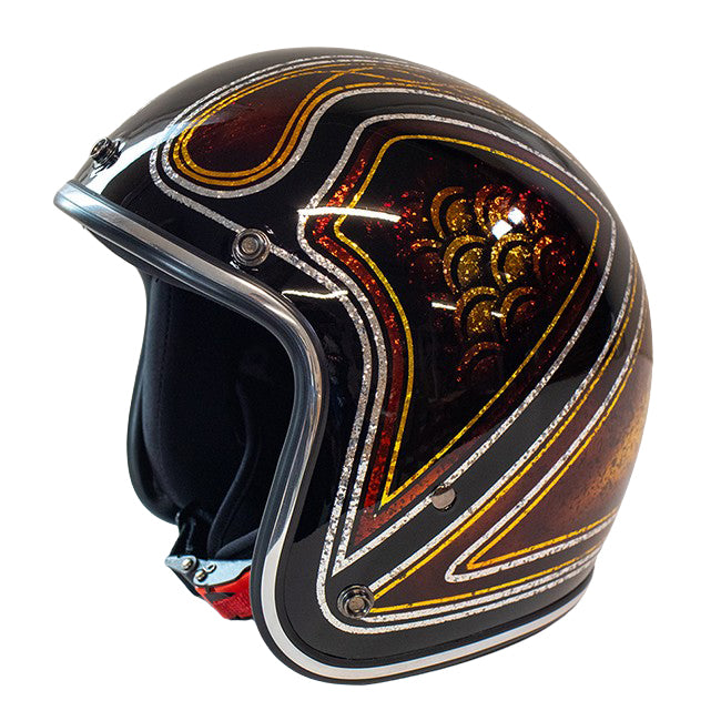 Cavalero Slimline Custom Flake Low Profile Open Jet Helmet Sepia Caramel / S (53-54cm)