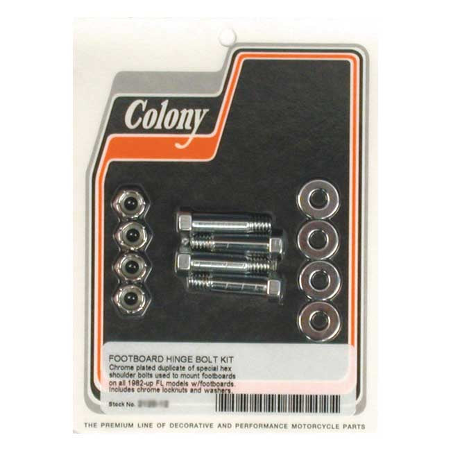 Colony Footpegs Brackets L82-04 FLH; L82-08 FL, FLT/Touring; 86-04 FL Softail / Chrome Colony Rider Floorboard Hinge Bolt Mount Kit Hex for Harley Customhoj