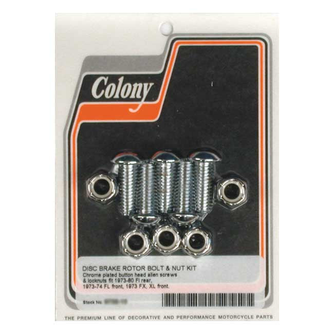 Colony Front Brake Disc Mount Kit for Harley 73-74 FL (3/8-16 x 1" Buttonhead) (Replaces OEM: 41198-73) / Chrome
