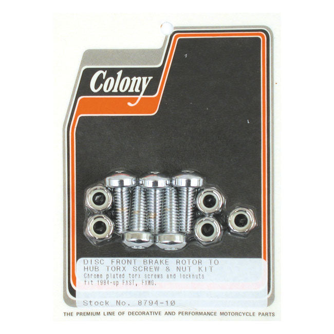 Colony Front Brake Disc Mount Kit for Harley 84-23 Big Twin with laced wheel (5/16-18 x 7/8" Torx) / Chrome