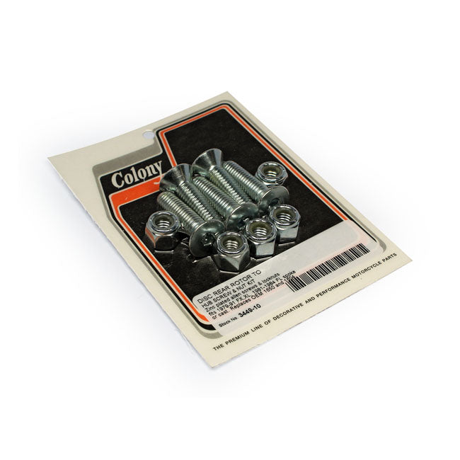 Colony Rear Brake Disc Mount Kit for Harley 81-84 FL (3/8-16 x 1-1/2" Flathead Allen) (Replaces OEM: 1650 & 1604) / Zinc
