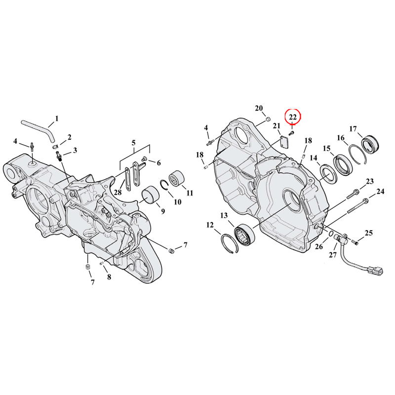 Crankcase Parts Diagram Exploded View for 04-22 Harley Sportster 22) 04-22 XL & XR1200. Screw, self tapping. Replaces OEM: 4091