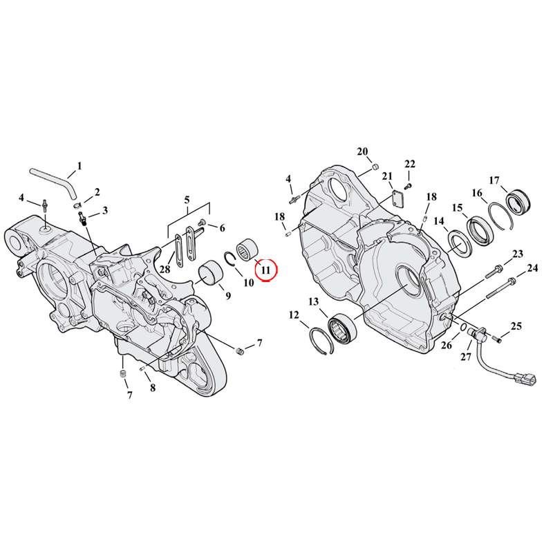 Crankcase Parts Diagram Exploded View for 04-22 Harley Sportster