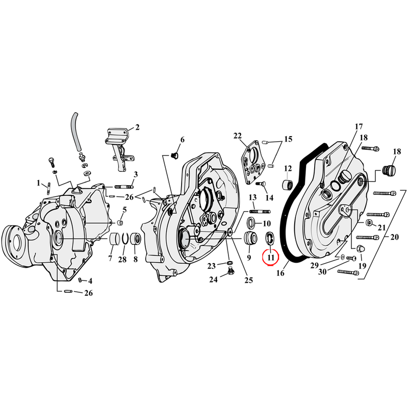 Crankcase Parts Diagram Exploded View for 77-90 Harley Sportster 11) 77-03 XL. James oil seal, sprocket shaft. Replaces OEM: 35151-74