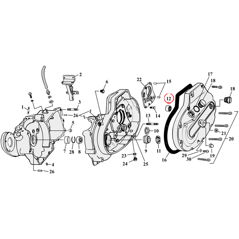 Crankcase Parts Diagram Exploded View for 77-90 Harley Sportster 12) 77-80 XL. Koyo bearing, starter shaft. Replaces OEM: 9063