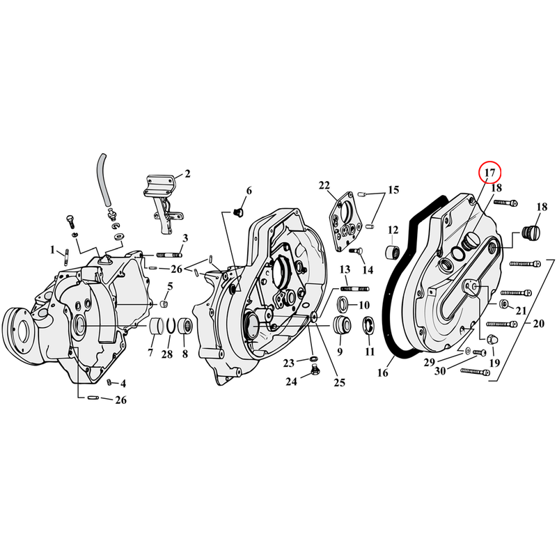 Crankcase Parts Diagram Exploded View for 77-90 Harley Sportster 17) 77-E78 XL. James o-ring, filler plug. Replaces OEM: 11106