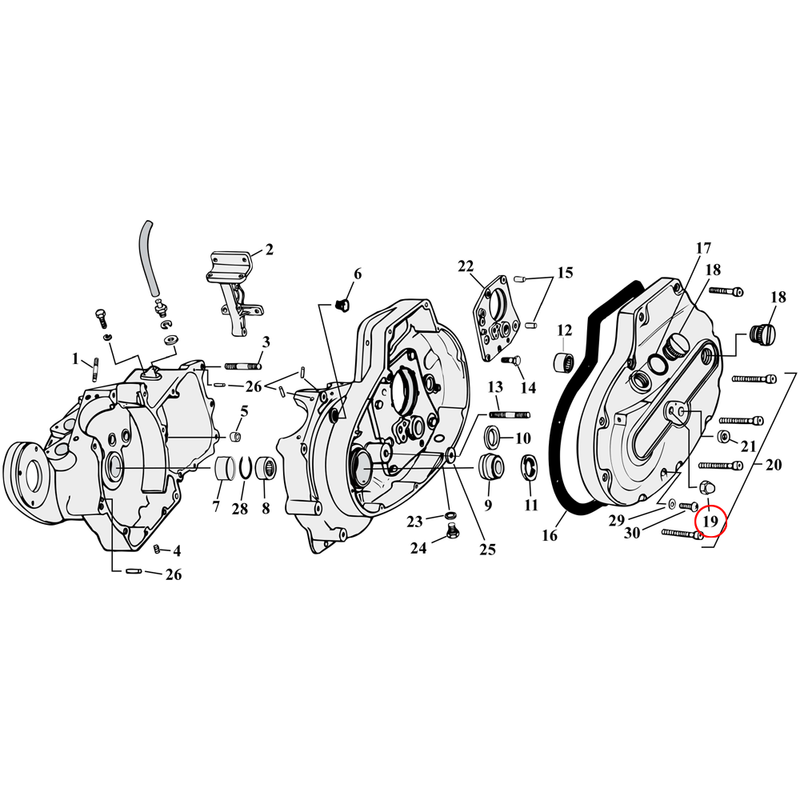 Crankcase Parts Diagram Exploded View for 77-90 Harley Sportster 19) 77-90 XL. Acorn nut, 1/2"-13 (set of 5). Replaces OEM: 7627