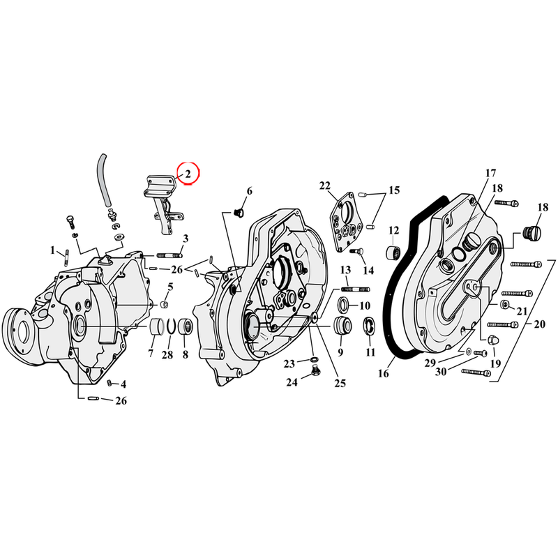 Crankcase Parts Diagram Exploded View for 77-90 Harley Sportster 2) 67-81 XLH & 70-81 XLCH. Motor mount, rear. Replaces OEM: 16203-67