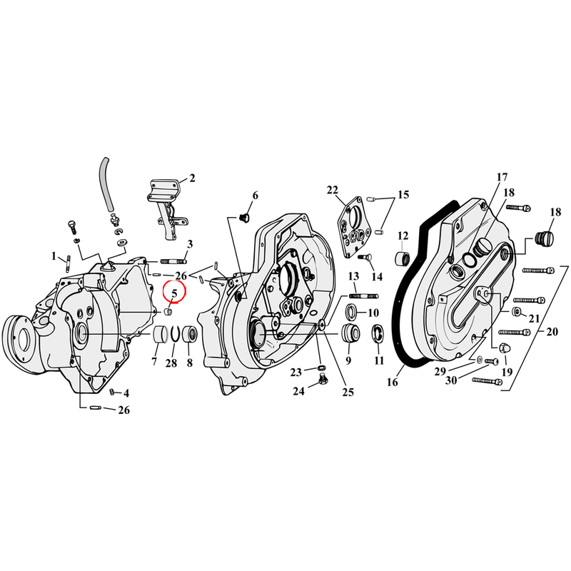 Crankcase Parts Diagram Exploded View for 77-90 Harley Sportster 5) 77-03 XL. Bushing, shifter shaft. Replaces OEM: 40520-63