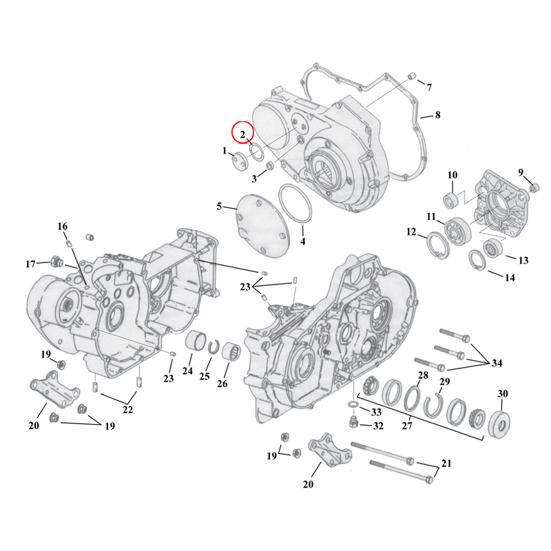 Crankcase Parts Diagram Exploded View for 91-03 Harley Sportster 2) 91-03 XL. Cometic o-ring, inspection cover. Replaces OEM: 11188